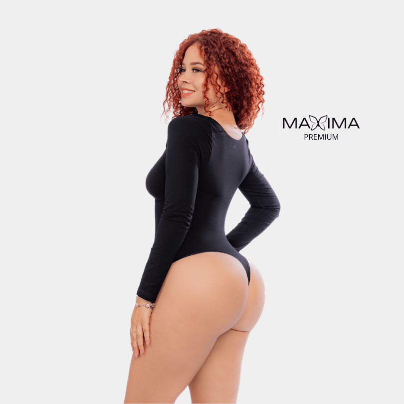 Body Moldeador Zipper Manga Larga 3 en 1 Push Up  con Control de abdomen y brazos - Premium