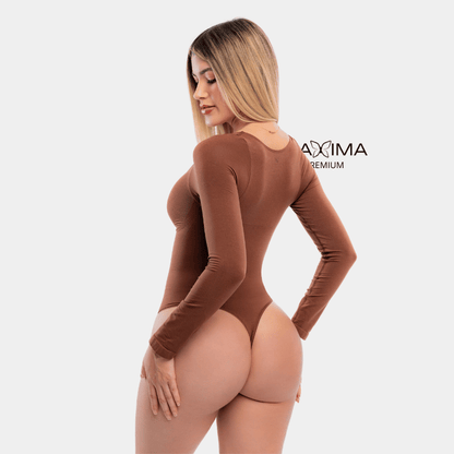 Body Moldeador Zipper Manga Larga 3 en 1 Push Up  con Control de abdomen y brazos - Premium